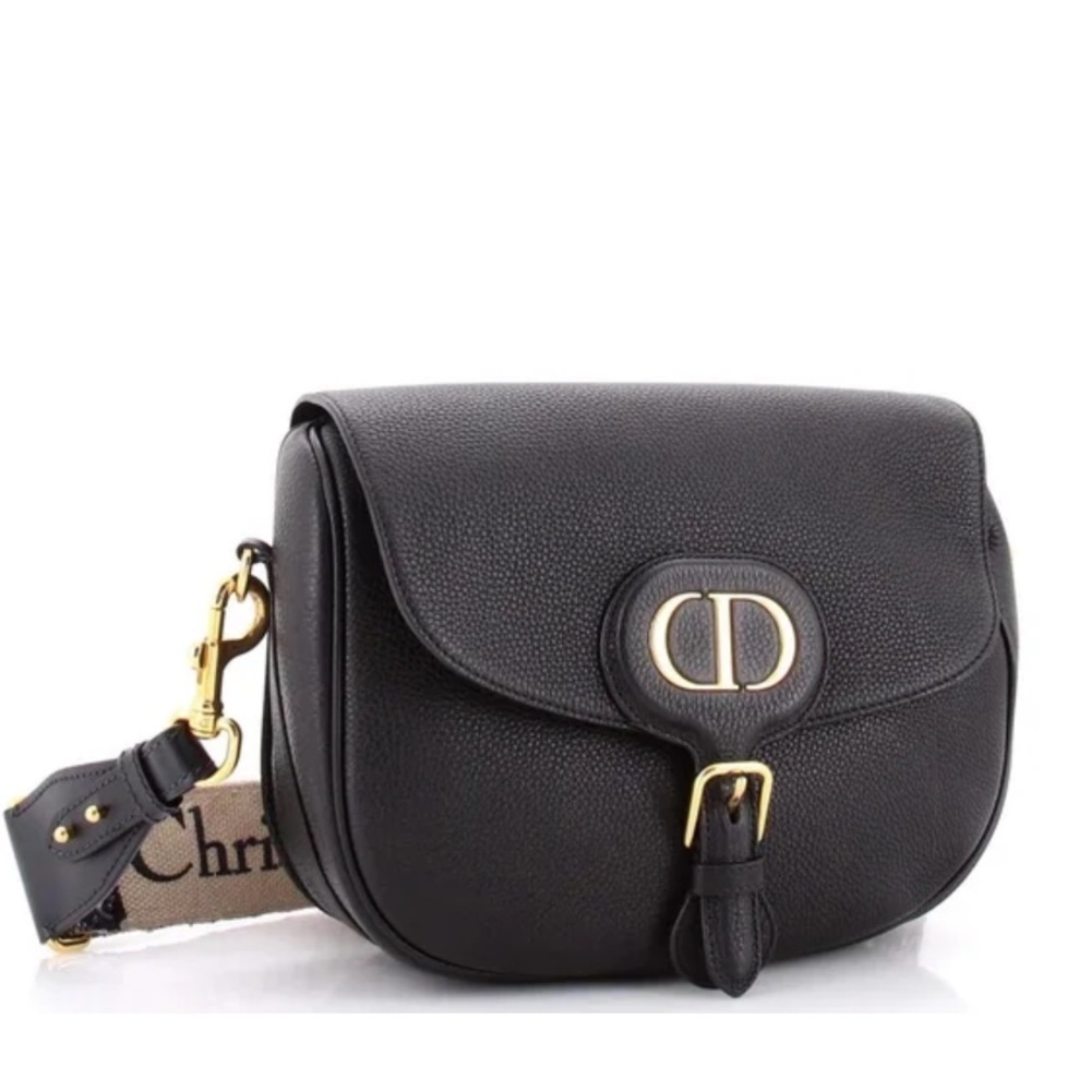 💯% authentic large Dior Black Pebbled bobby Leather Saddle Bag - Picture 2 of 11